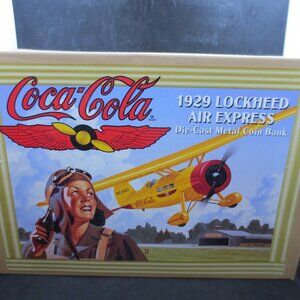 Vtg Ertl Coca Cola 1929 Lockheed Air Express Plane Diecast Metal Coin Bank - NIB